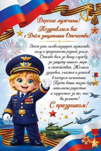 Поздравляем мужчин с 23 февраля.